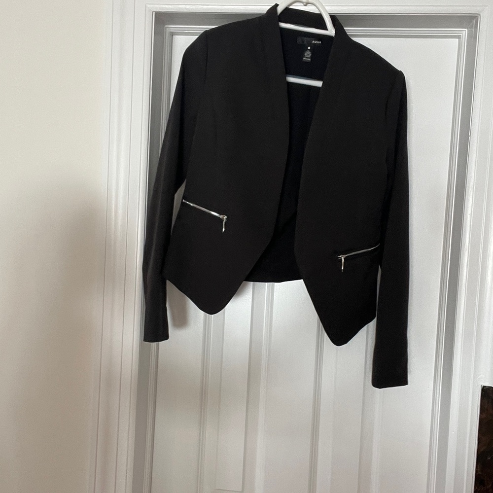 Aqua Black Asymmetrical Blazer with Modern Cut